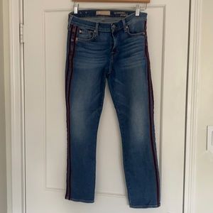 7 for all mankind blue jeans with red down the side. size 27&29. good condition